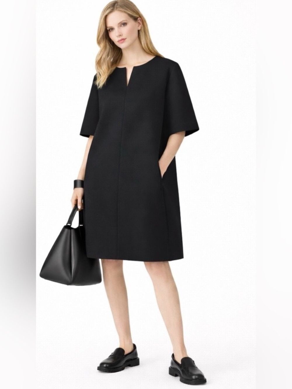COS Black Shift Dress XS Minimalist Scandinavian Boxy Oversized Quiet Luxury